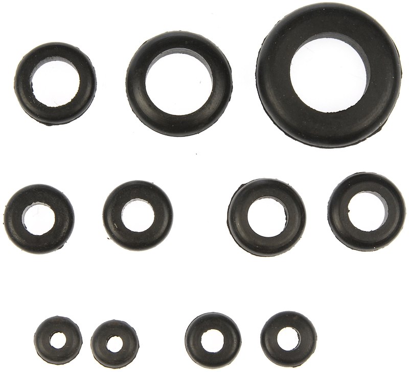 Firewall Grommet - Includes One 1/8 Inch/ One 3/8 Inch/ One 1/2 Inch/ One 5/8 Inch/ Two 3/16 Inch/ 1/4 Inch/ Two 5/16 Inch Inside Diameter Grommets - Dorman - 2365