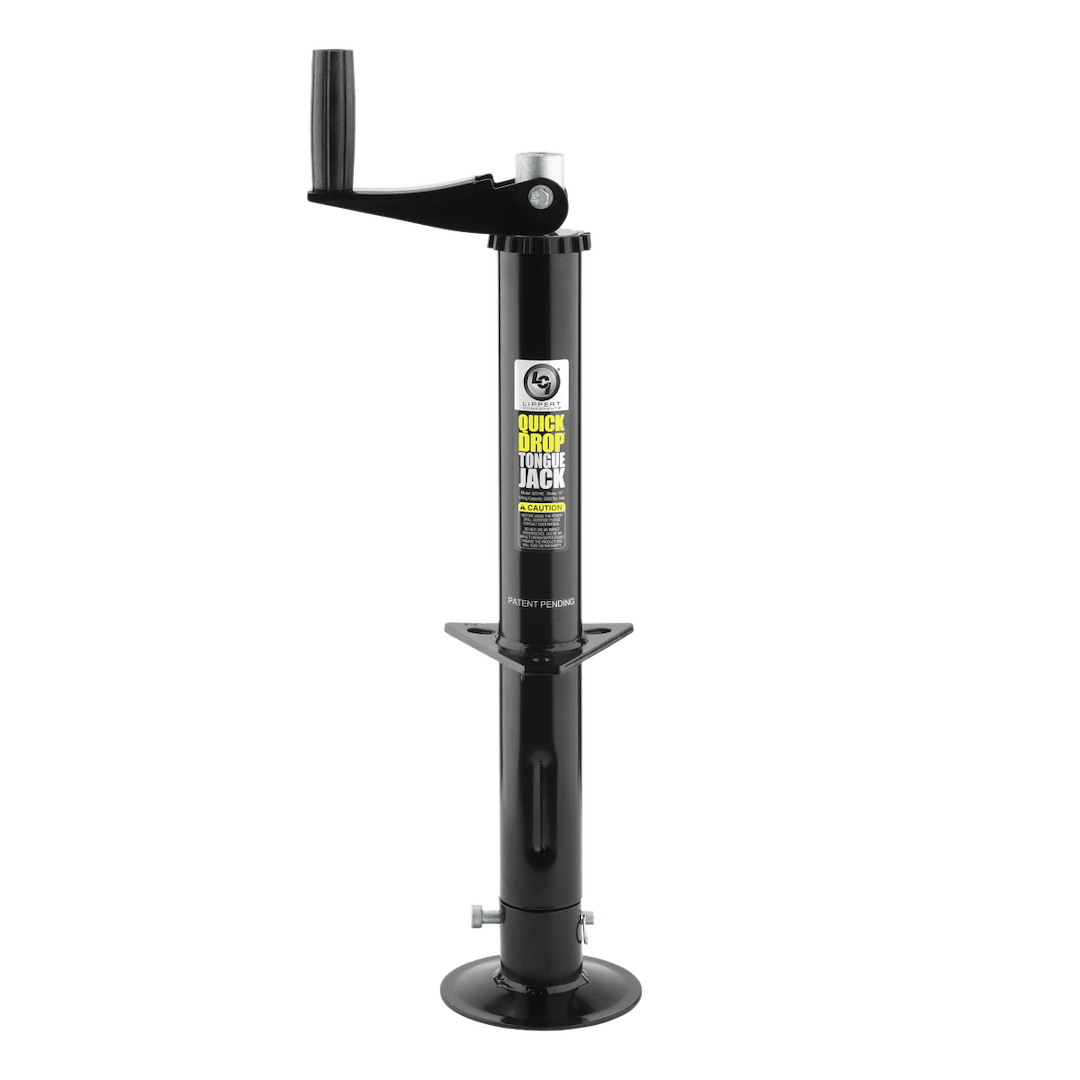 Trailer Tongue Jack - Manual Hand Crank Or Power Drill Crank A-Frame Round Topwind Jack - Lippert Components - 733926