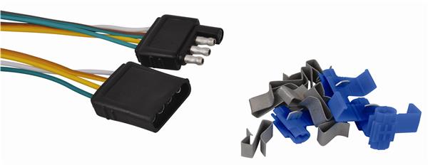 Trailer Wiring Installation Kit - With One Receptacle And 4 Foot Harness/ One Plug And 25 Foot Harness/ Four Blue Quick Connectors And Eight Trailer Wire Attachment Clips - Attwood Marine - 45859