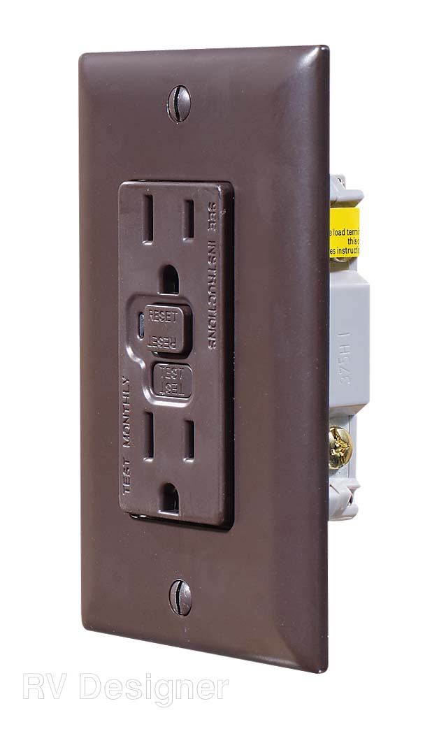 Receptacle - Use With 125 Volt AC Grounded Two-Wire Branch Circuits (15 Amp Or 20 Amp Overcurrent Protected Systems) - RV Designer - 19-2409